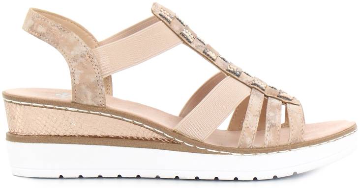 Rieker Wedge Sandals V3822-31, Rose - Rieker women`s sandals - 125977 - 1