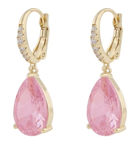 Snö of Sweden Earrings Ashley drop gold/pink - Earrings - 135287 - 1