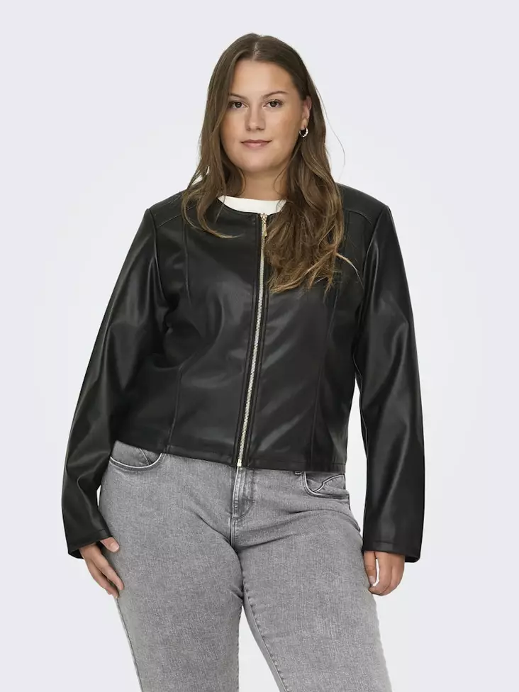 Only Carmakoma plus size faux leather jacket Echo Faux black
