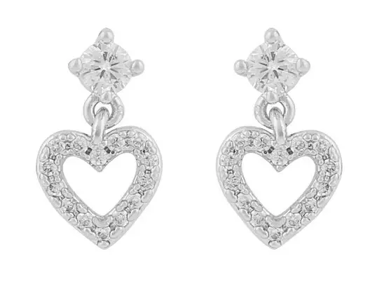 Snö of Sweden Earrings Nisi heart silver/clear - Necklaces - 138637 - 1