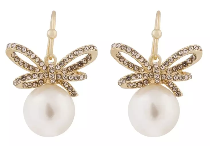 Snö of Sweden Earrings Ribbon gold/clear - Earrings - 140027 - 1