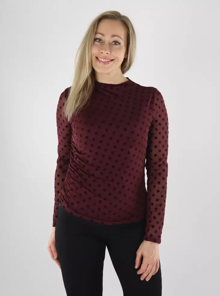 Vila Shirt VIRIKKE L/S Funnel Neck Top Port Royale/Flock Dot - Women's long sleeved shirts - 141977 - 1