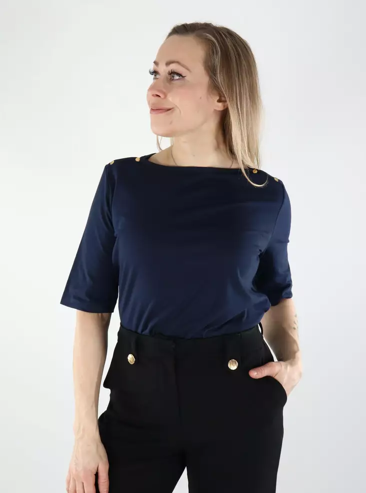 JDY women's organic cotton shirt black iris/metal - Women's long sleeved shirts - 140447 - 1
