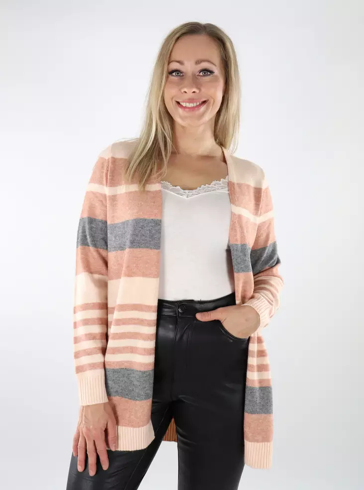 Only women's striped cardigan cloud pink/misty - Women's knitwear - 136847 - 1