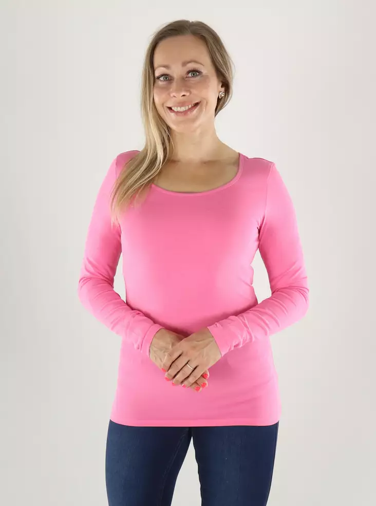 Vero Moda Shirt VMMAXI MY LS SOFT UNECK pink cosmos - Women's long sleeved shirts - 141377 - 1