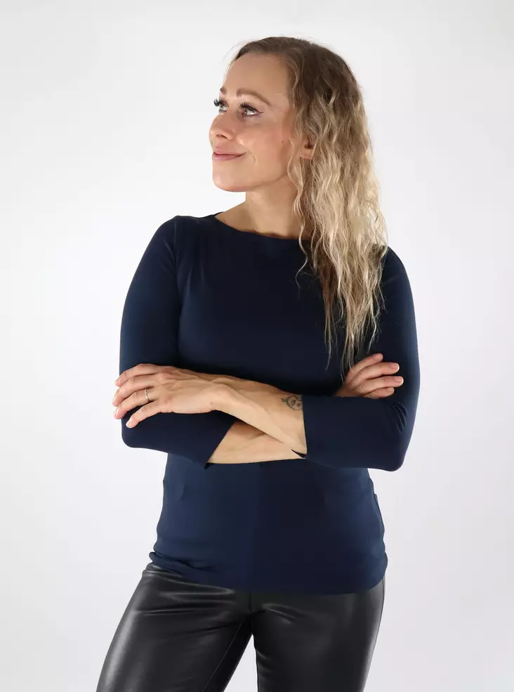 Vero Moda women's shirt VMPANDA Modal 3/4 navy blazer - Women's long sleeved shirts - 139007 - 1