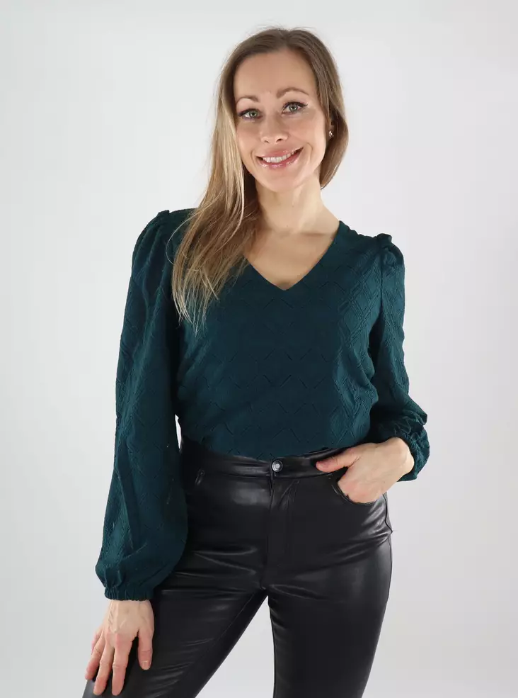 Vila women's shirt V-Neck ponderosa pine - Women's long sleeved shirts - 139987 - 1