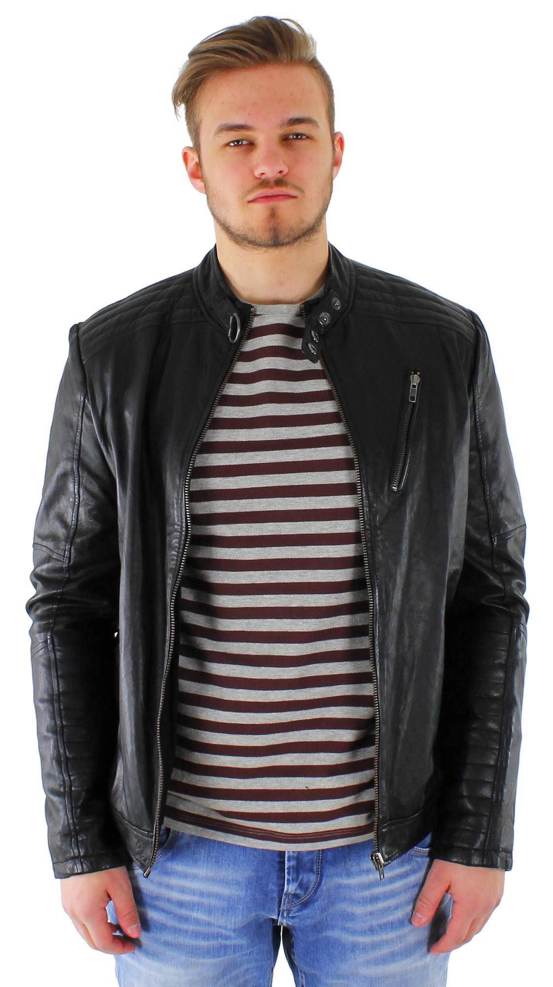 Jack&Jones Leather Jacket Caps black webstore
