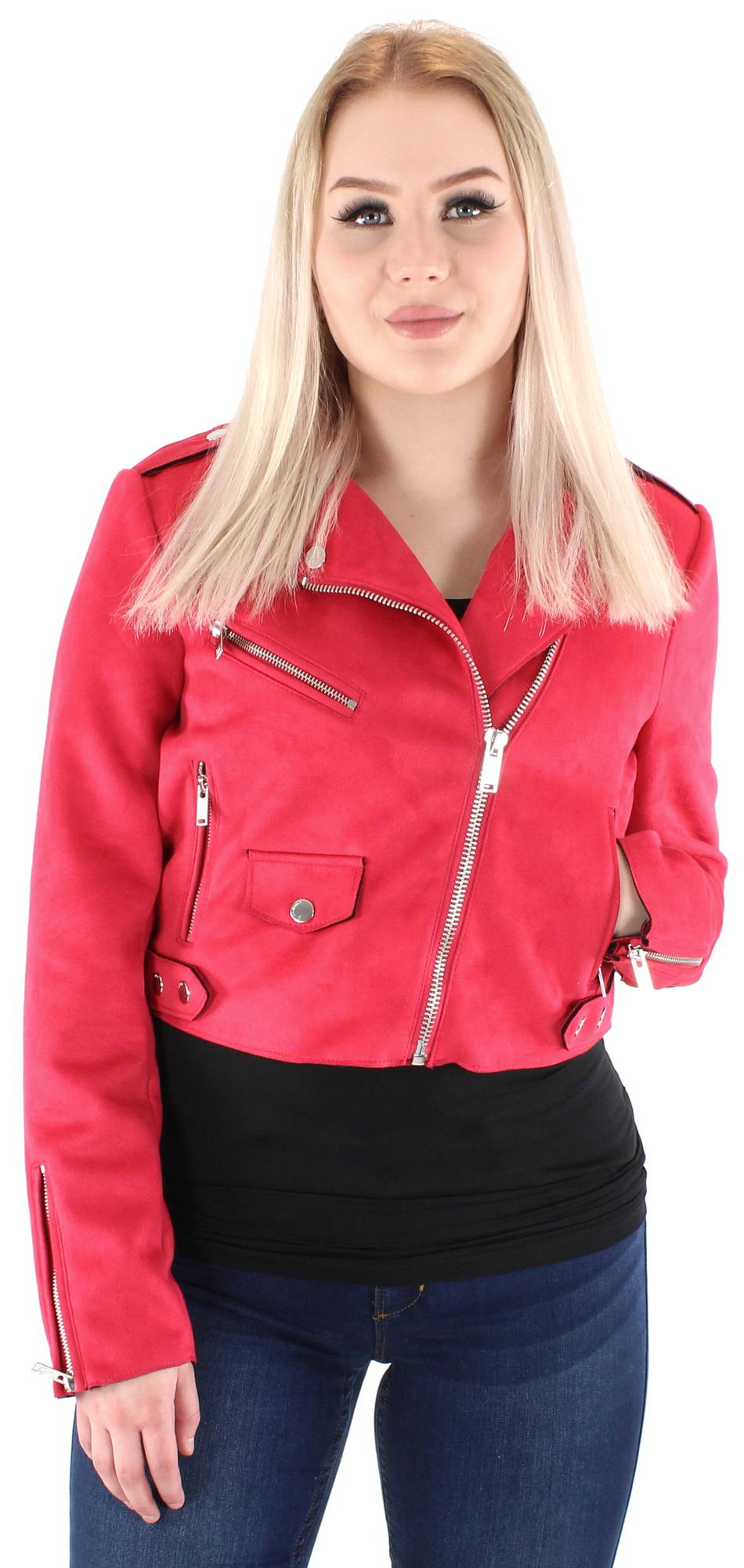 fuchsia cropped jacket