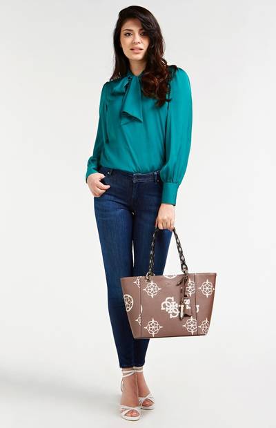 Guess kamryn tote coral multi clearance