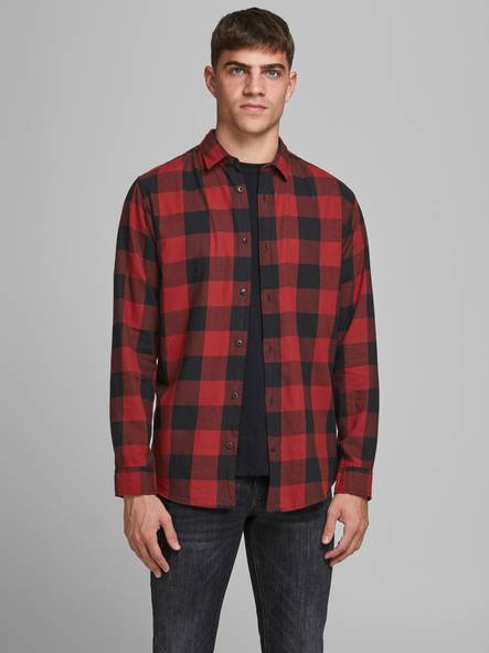 Jack&Jones Dress Shirt Gingham brick red - Men's dress shirts - 130048 - 1