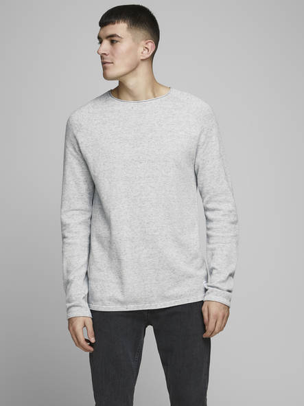 Jack&Jones Sweater, light grey melange - Men's knitwear - 129918 - 1