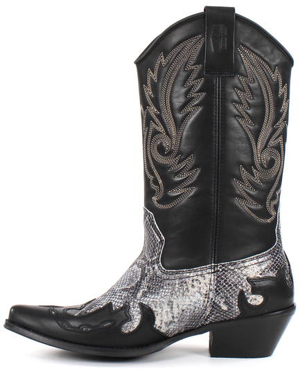 Johnny Bulls Boots 9634, Black/Snake - Cowboy boots - 130208 - 2