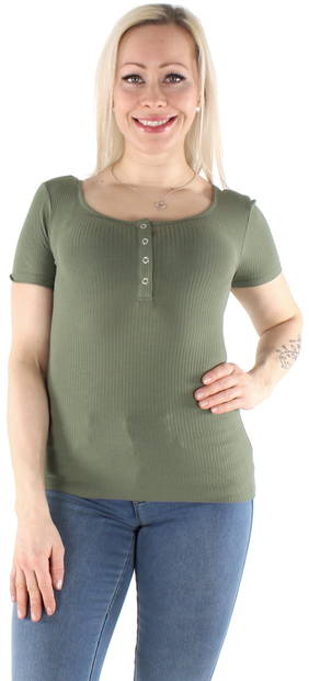 Pieces Women's ribb t-shirt Kitte, Green - Women's T-shirts - 126108 - 1