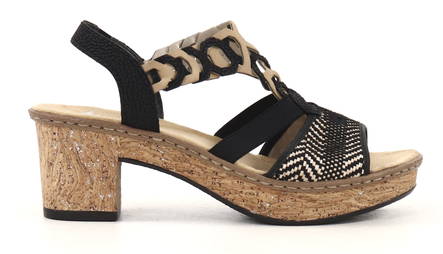 Rieker Sandals 638C7-00, Black - Rieker women`s sandals - 130068 - 1