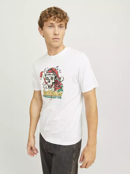 Jack&Jones men's t-shirt Xmas Christmas Skull white - Men's T-shirts - 137418 - 1