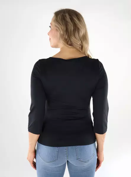 Vila women's shirt 2/4 Boatneck black - Women's long sleeved shirts - 138818 - 2