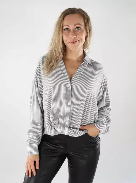 JDY women's blouse Knot Lurex cloud dancer/black - Women's shirts and blouses - 139068 - 1