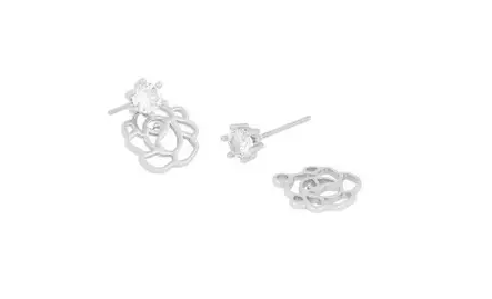 Snö of Sweden Earrings Flora rose silver/clear - Earrings - 141128 - 2