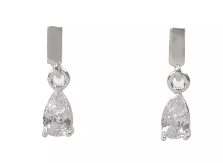Snö of Sweden Earrings Trinity drop pin silver/clear - Earrings - 141608 - 1