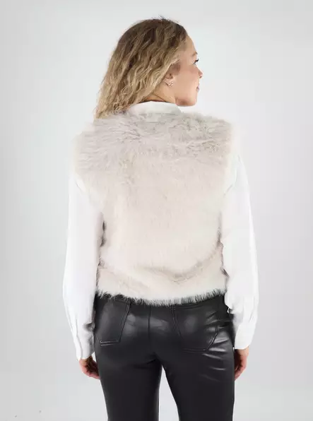 JDY women's faux fur vest Faux Fur birch - Women's vests - 139508 - 2