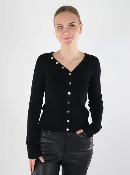 JDY women's cardigan Button black/silver - Women's knitwear - 140118 - 1