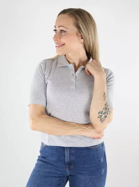 JDY women's t-shirt JDYSALSA Polo light grey melange - Women's T-shirts - 138598 - 1