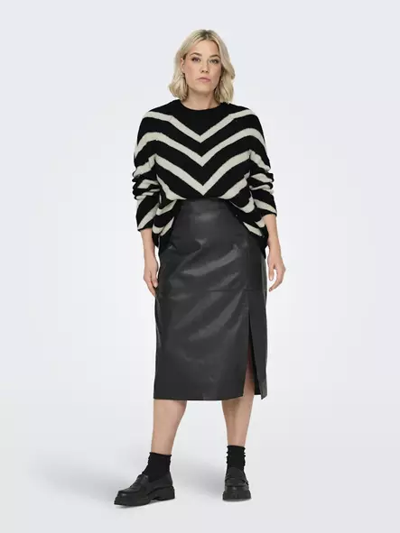 Only Carmakoma plus size sweater Pullover black/w.cloud dancer - Women's knitwear - 137138 - 2