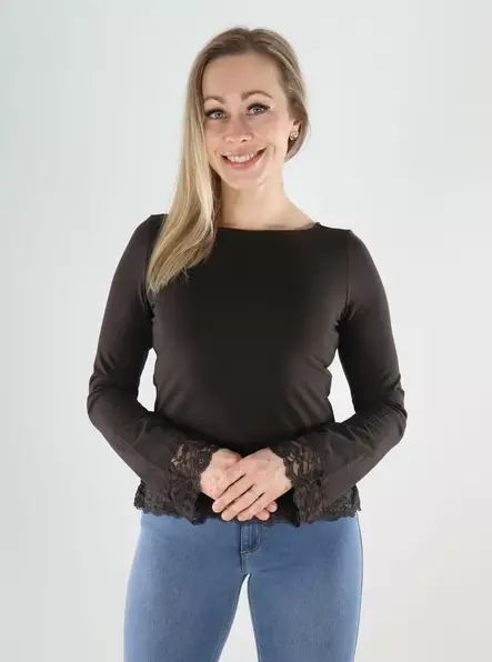 Only women's shirt love chocolatetorte/lace - Women's long sleeved shirts - 140278 - 1