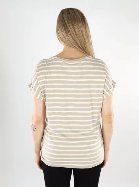 Only Women's Striped T-Shirt Moster V-Neck feather gray/cloud dancer - Women's T-shirts - 138338 - 2