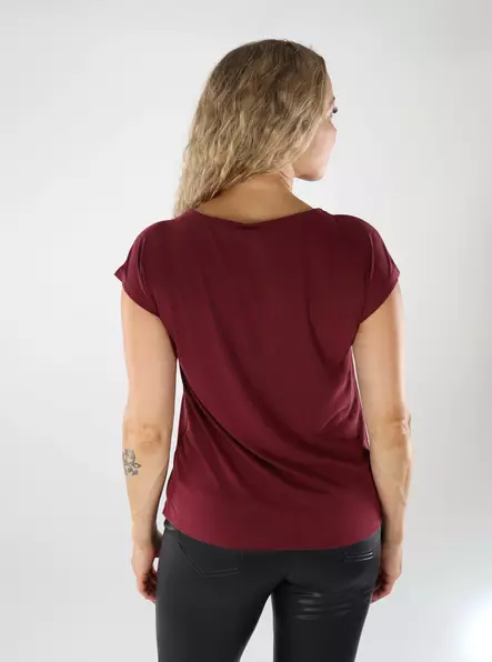 Only women's t-shirt ONLFREE V-Neck tawny port - Women's T-shirts - 138978 - 2