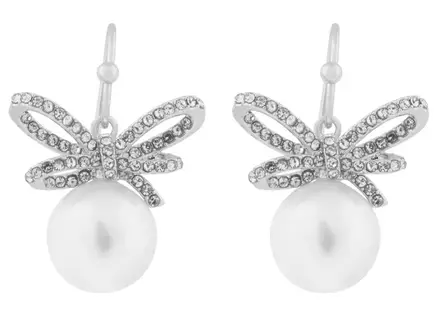 Snö of Sweden Earrings Ribbon silver/clear - Earrings - 140028 - 1