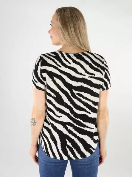 Vero Moda women's t-shirt VMEASY Joy birch/zebra - Women's T-shirts - 138588 - 2