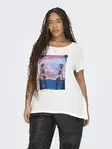 Only Carmakoma plus size t-shirt Life white - Women's T-shirts - 135848 - 1