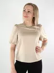 Vila women's t-shirt with puff sleeves Satin Puff cement - Women's party tops - 137708 - 1