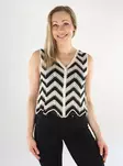 Vila women's striped knit vest V-Neck birch/black - Women's vests - 138528 - 1