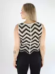 Vila women's striped knit vest V-Neck birch/black - Women's vests - 138528 - 2