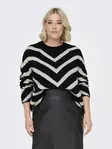 Only Carmakoma plus size sweater Pullover black/w.cloud dancer - Women's knitwear - 137138 - 5