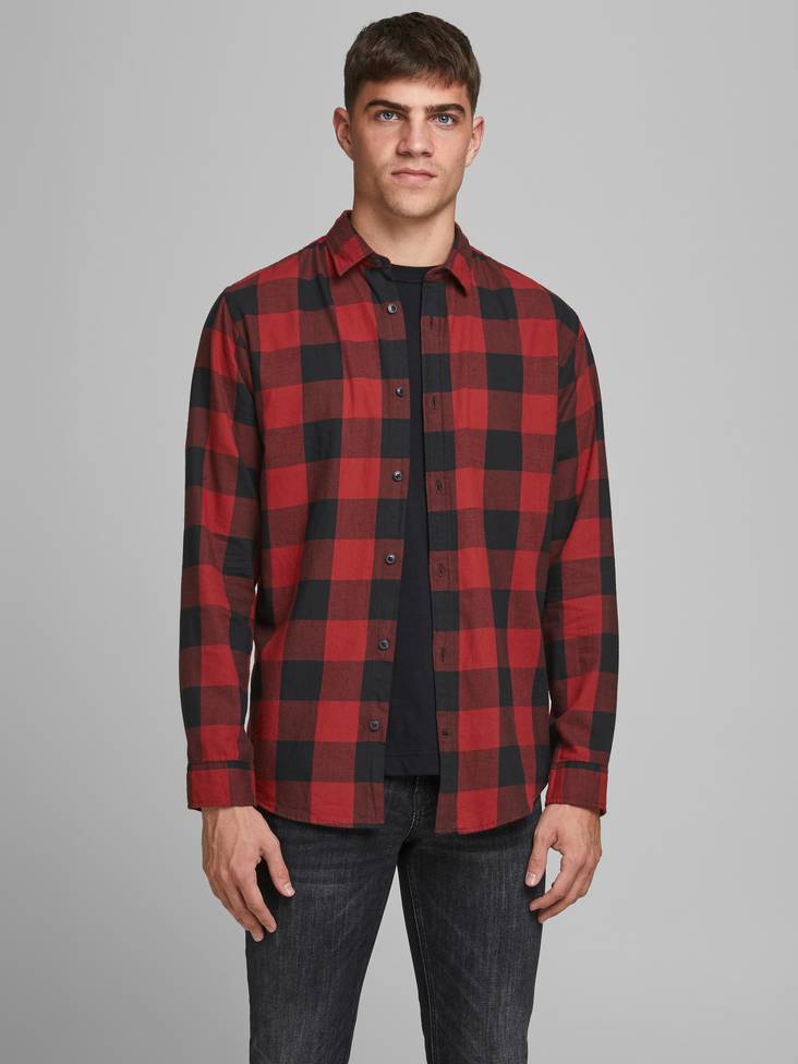 Jack&Jones Dress Shirt Gingham brick red - Men's dress shirts - 130048 - 1