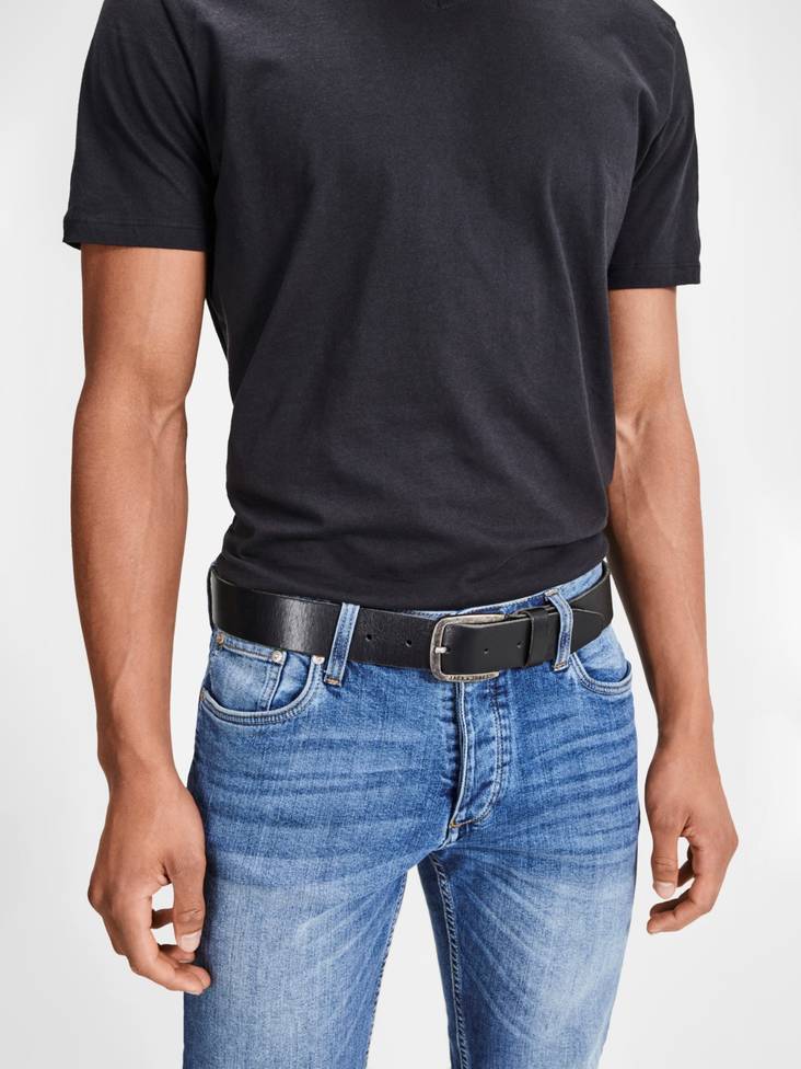 Jack & Jones Men's Belt leather Paul, Black - Men's belts - 116858 - 1