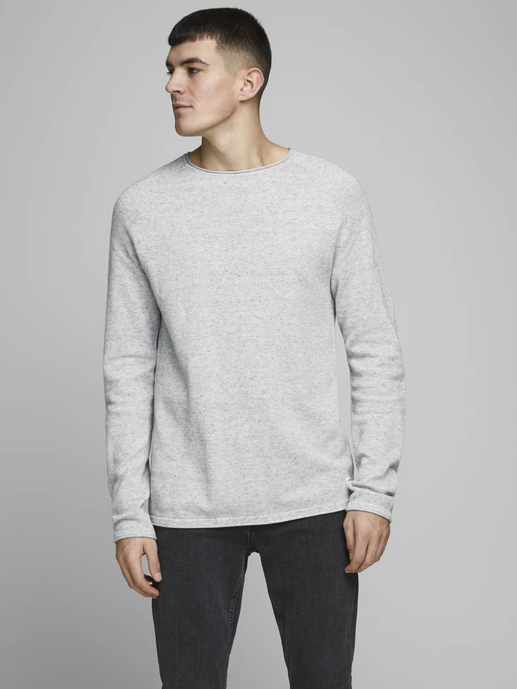 Jack&Jones Sweater, light grey melange - Men's knitwear - 129918 - 1