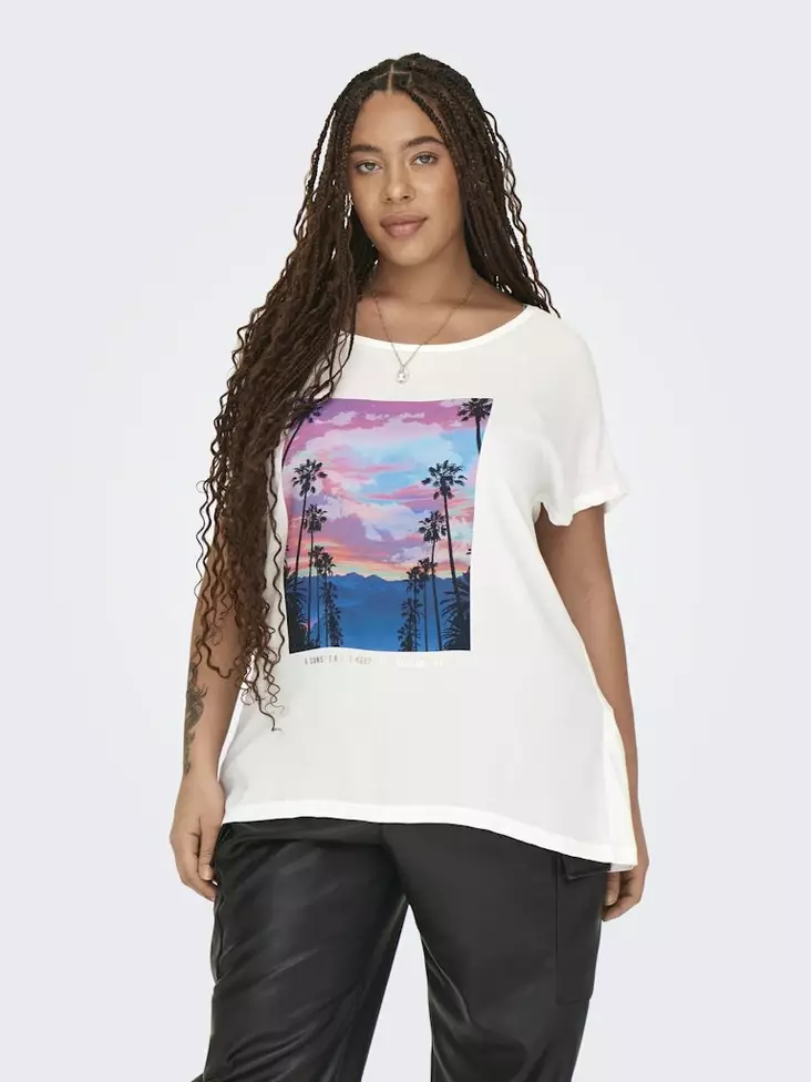 Only Carmakoma plus size t-shirt Life white - Women's T-shirts - 135848 - 1
