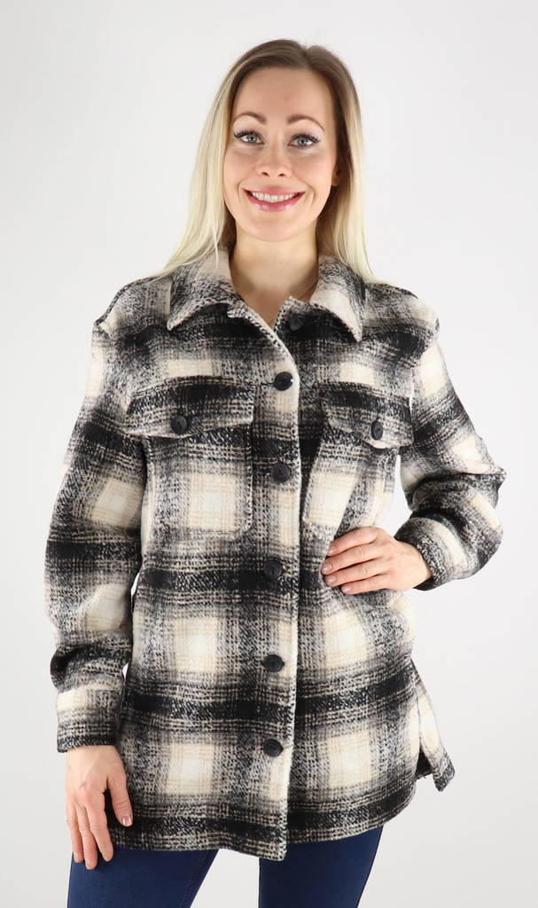 Only Jacket Check pumicestone/black - Women's light jackets - 128968 - 1