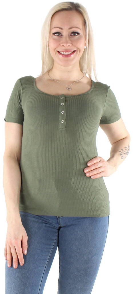Pieces Women's ribb t-shirt Kitte, Green - Women's T-shirts - 126108 - 1