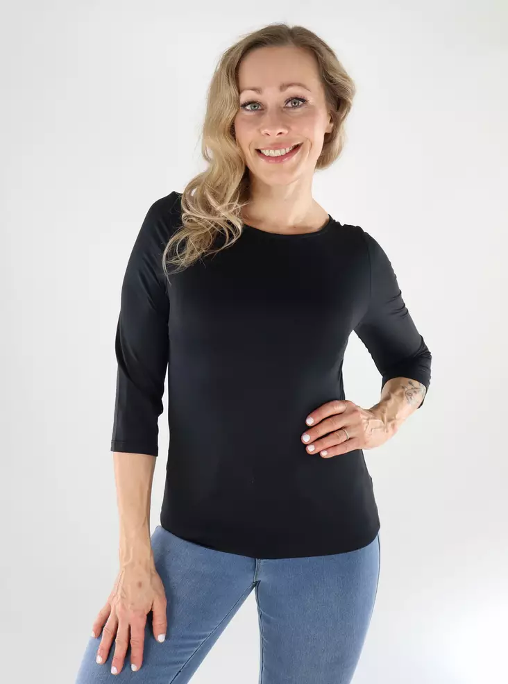 Vila women's shirt 2/4 Boatneck black - Women's long sleeved shirts - 138818 - 1