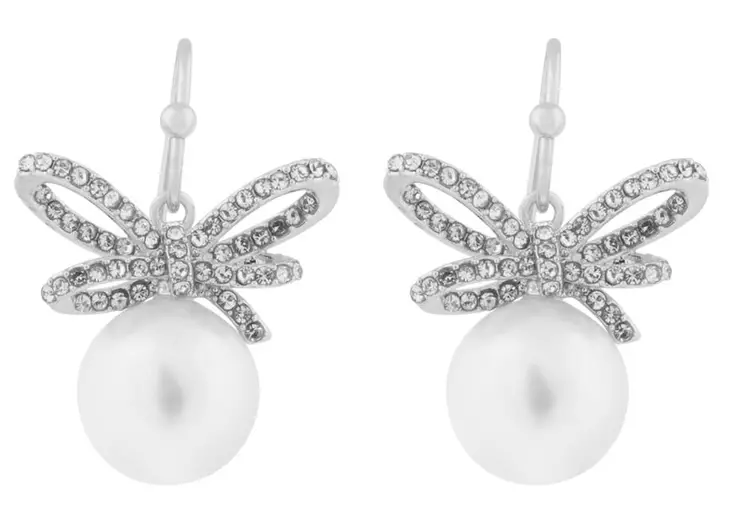 Snö of Sweden Earrings Ribbon silver/clear - Earrings - 140028 - 1