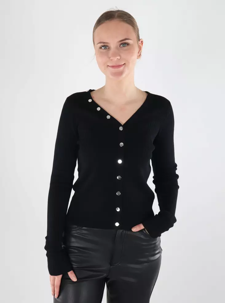 JDY women's cardigan Button black/silver - Women's knitwear - 140118 - 1
