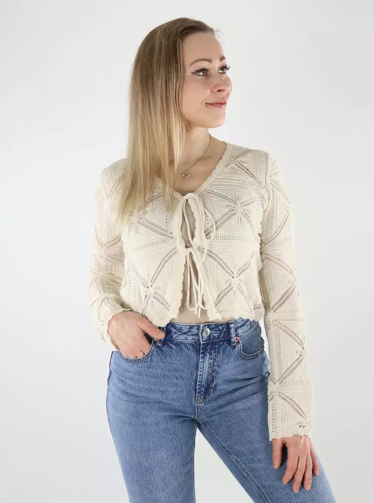 Vero Moda women's cotton cardigan V-Neck Bow birch - Women's knitwear - 140478 - 1