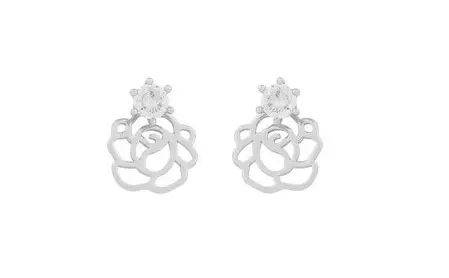Snö of Sweden Earrings Flora rose silver/clear - Earrings - 141128 - 1
