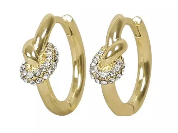 Snö of Sweden Earrings Everly Small knot crystal ring gold/clear - Earrings - 141588 - 1